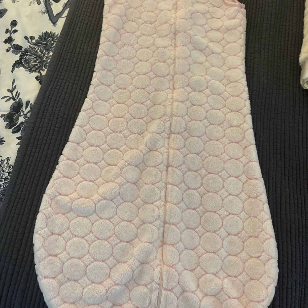 Pink Plush Baby Sleep Sack - Quilted Circle Texture